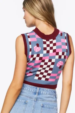 Checkered Mushroom Sweater Vest