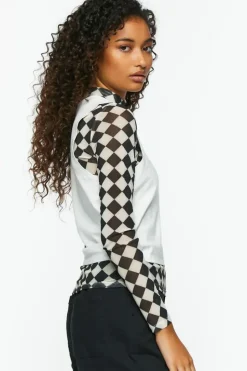 Checkered Print & Cloud Graphic Combo Tee