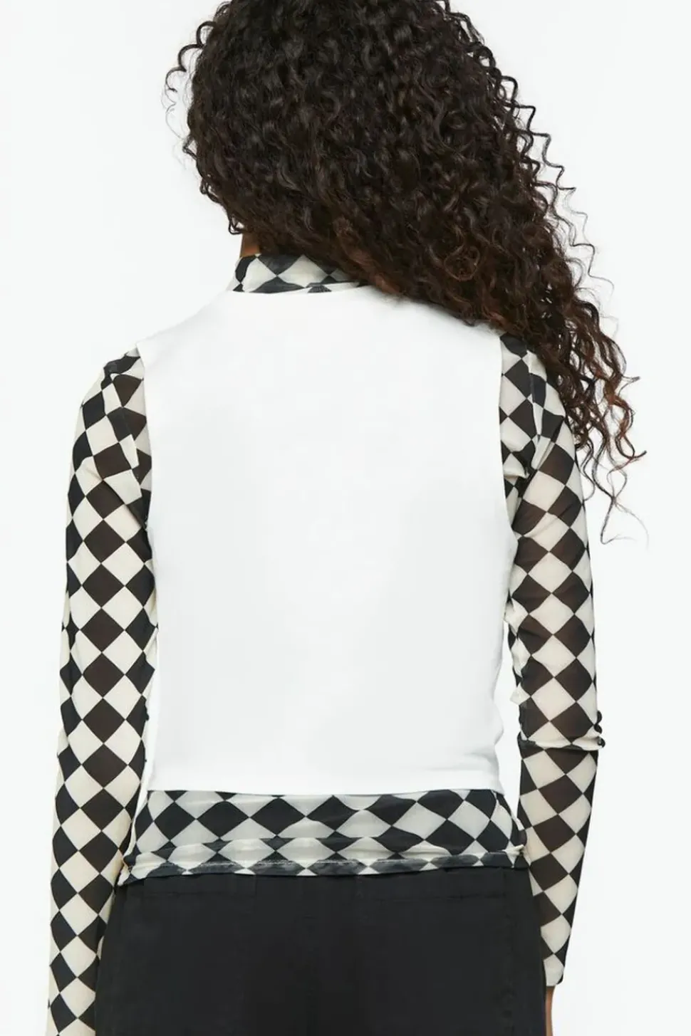 Checkered Print & Cloud Graphic Combo Tee
