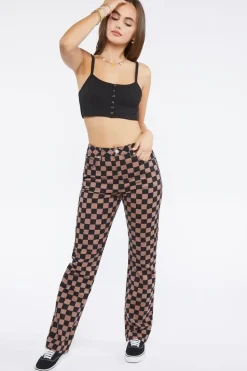 Checkered Print Jeans