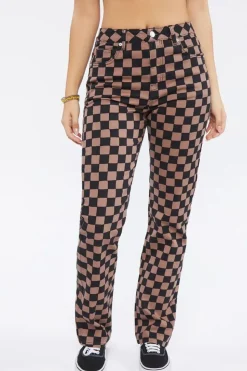 Checkered Print Jeans
