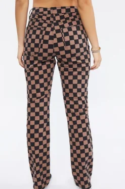 Checkered Print Jeans