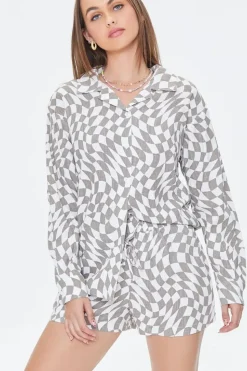 Checkered Print Shirt & Shorts Set