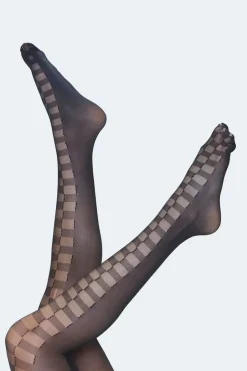 Checkered Semi-Sheer Tights
