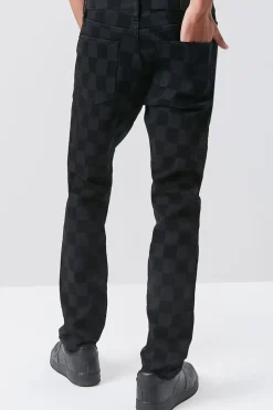 Checkered Slim-Fit Jeans