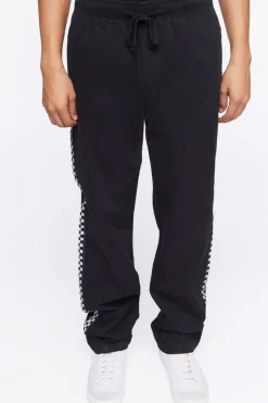 Checkered-Trim Drawstring Pants