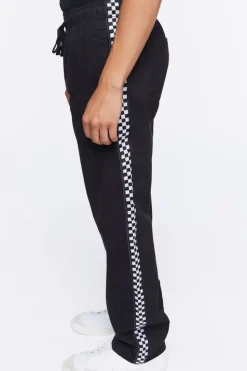Checkered-Trim Drawstring Pants