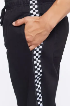 Checkered-Trim Drawstring Pants