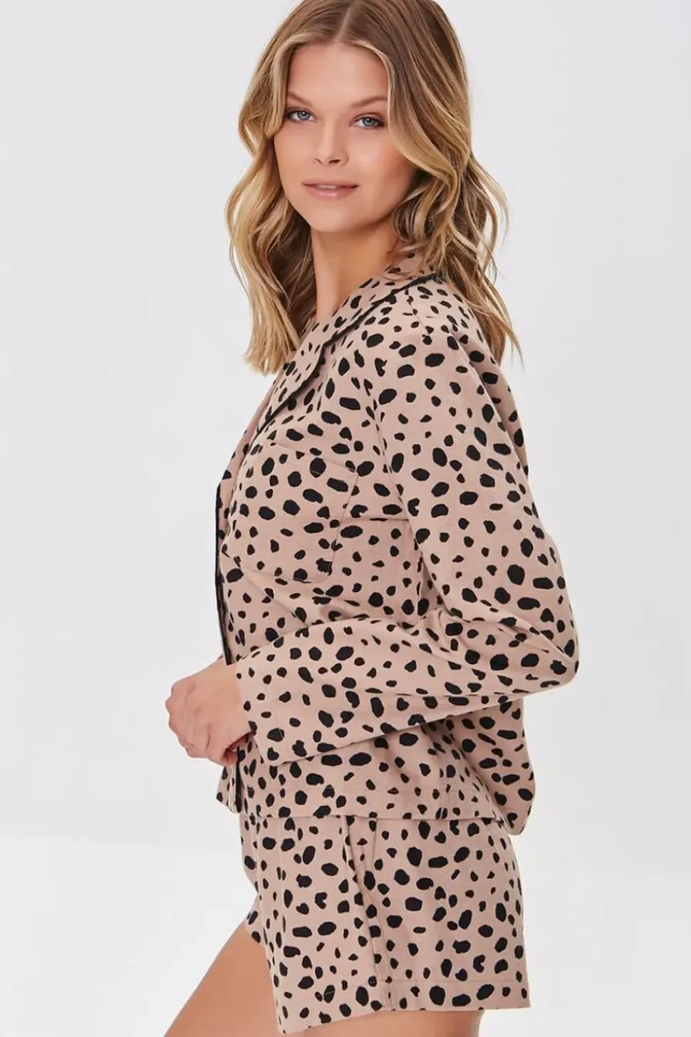 Cheetah Print Pajama Shirt & Shorts Set