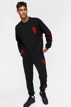 Chenille Eye Patch Drawstring Joggers