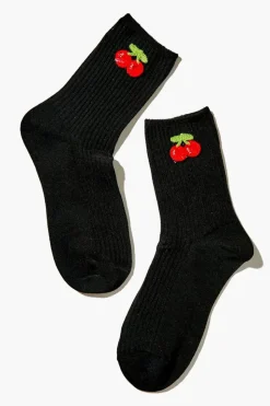 Cherry Print Crew Socks