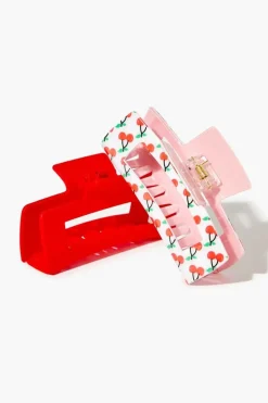 Cherry Print Hair Claw Clip Set