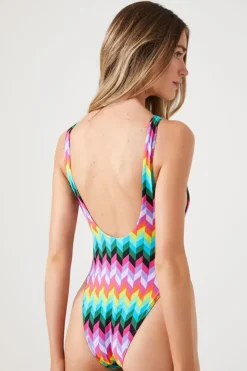Chevron Print One-Piece Swimsuit