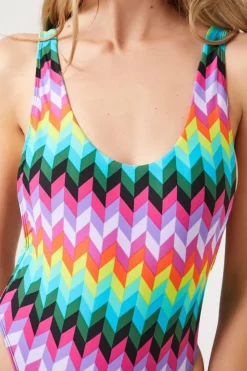Chevron Print One-Piece Swimsuit