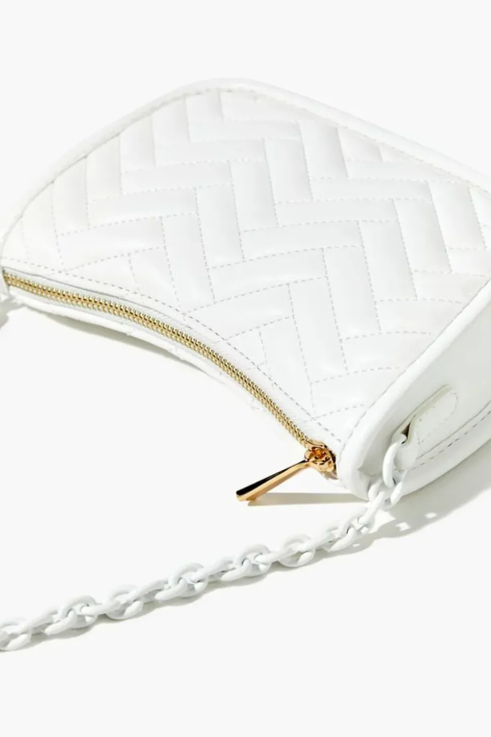 Chevron Quilted Baguette Shoulder Bag