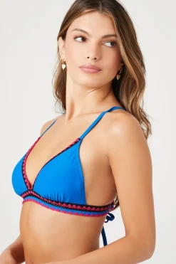Chevron-Trim Bikini Top