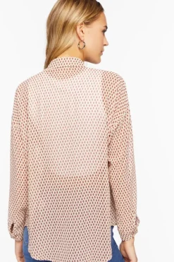 Chiffon Argyle Print Shirt