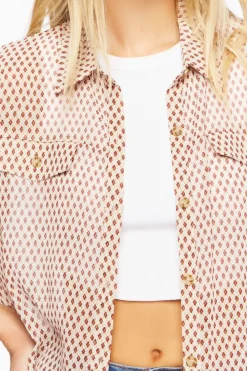 Chiffon Argyle Print Shirt