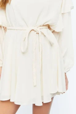 Chiffon Belted Flounce Mini Dress