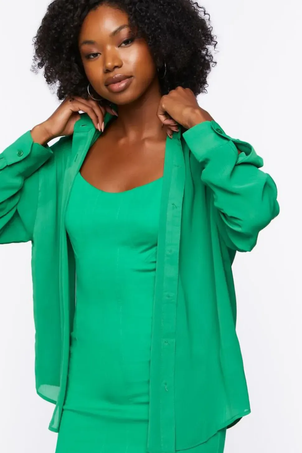 Chiffon Drop-Sleeve Shirt