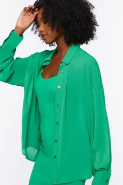 Chiffon Drop-Sleeve Shirt