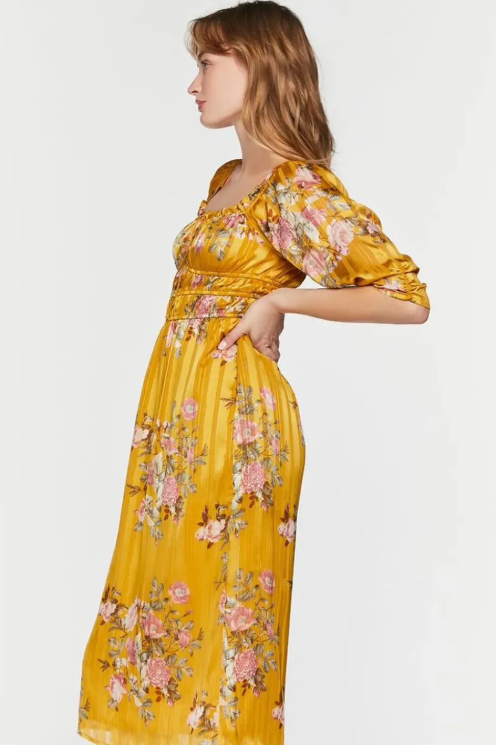 Chiffon Floral Print Midi Dress