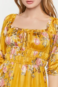 Chiffon Floral Print Midi Dress