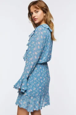 Chiffon Floral Print Mini Dress