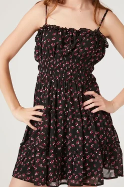 Chiffon Floral Print Mini Dress