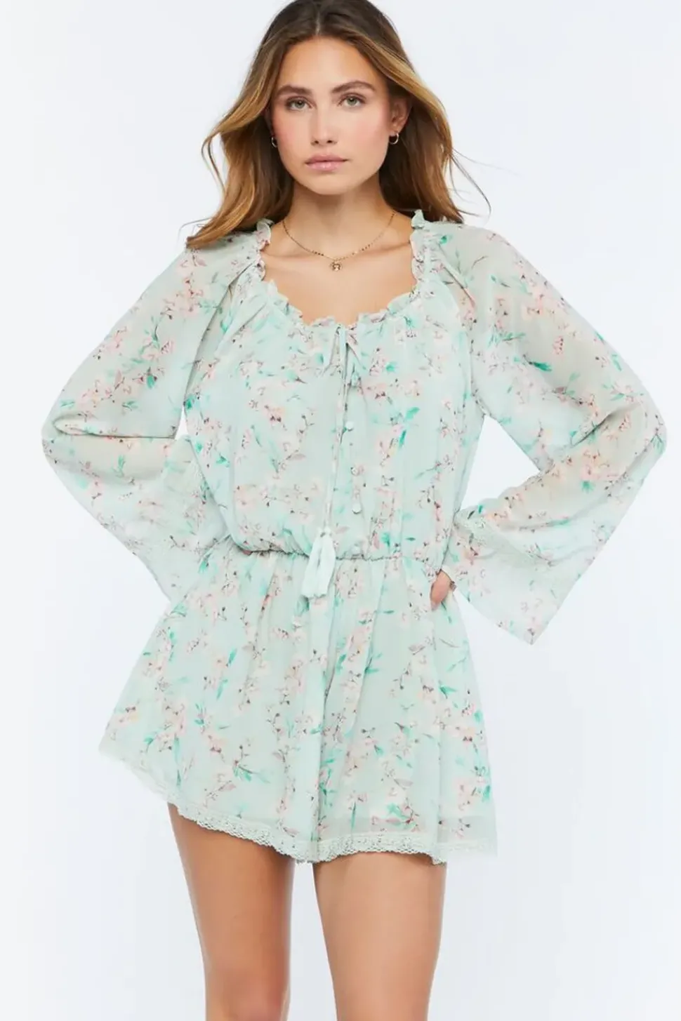 Chiffon Floral Print Romper