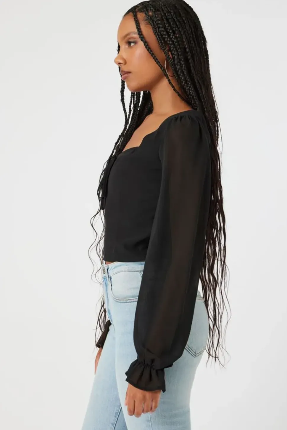 Chiffon Peasant-Sleeve Top