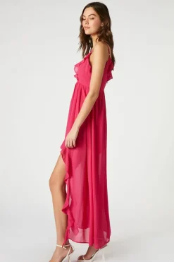 Chiffon Ruffle High-Low Dress