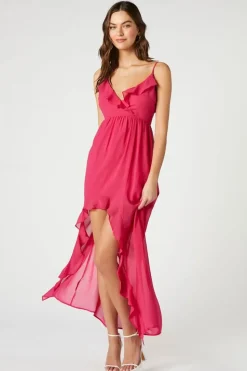 Chiffon Ruffle High-Low Dress