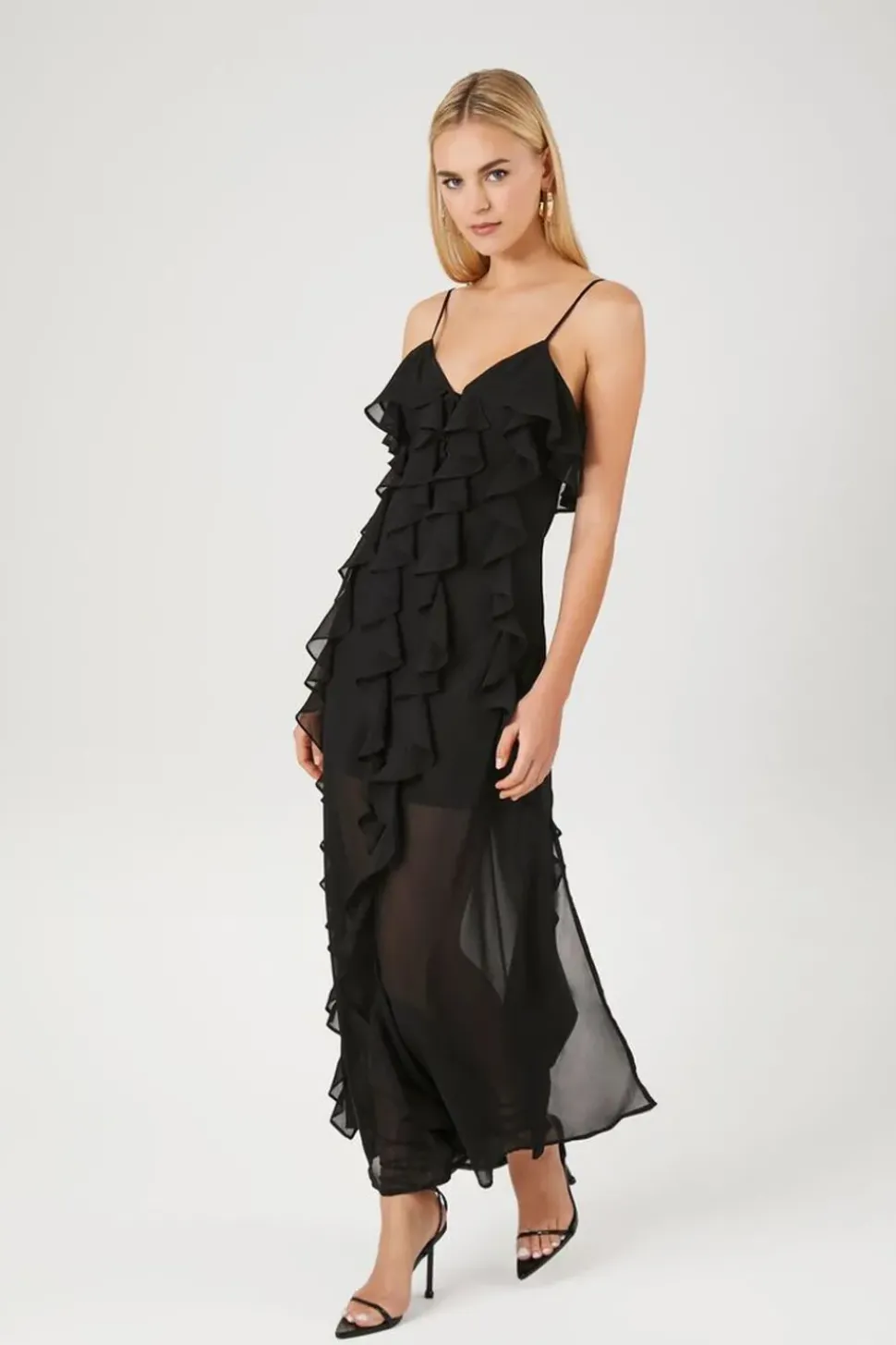 Chiffon Ruffle Maxi Dress