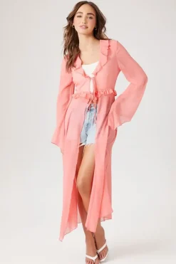 Chiffon Ruffle-Trim Kimono
