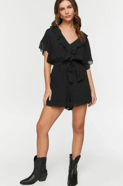 Chiffon Ruffle-Trim Romper