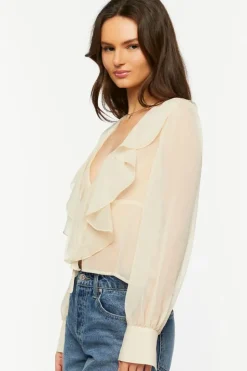 Chiffon Split-Front Flounce Top