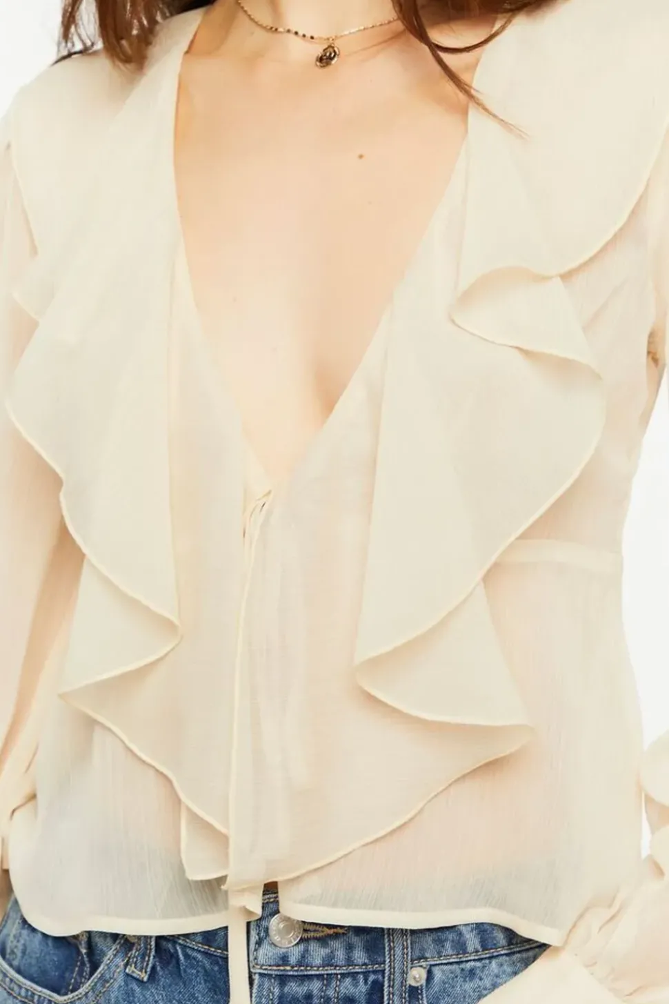Chiffon Split-Front Flounce Top