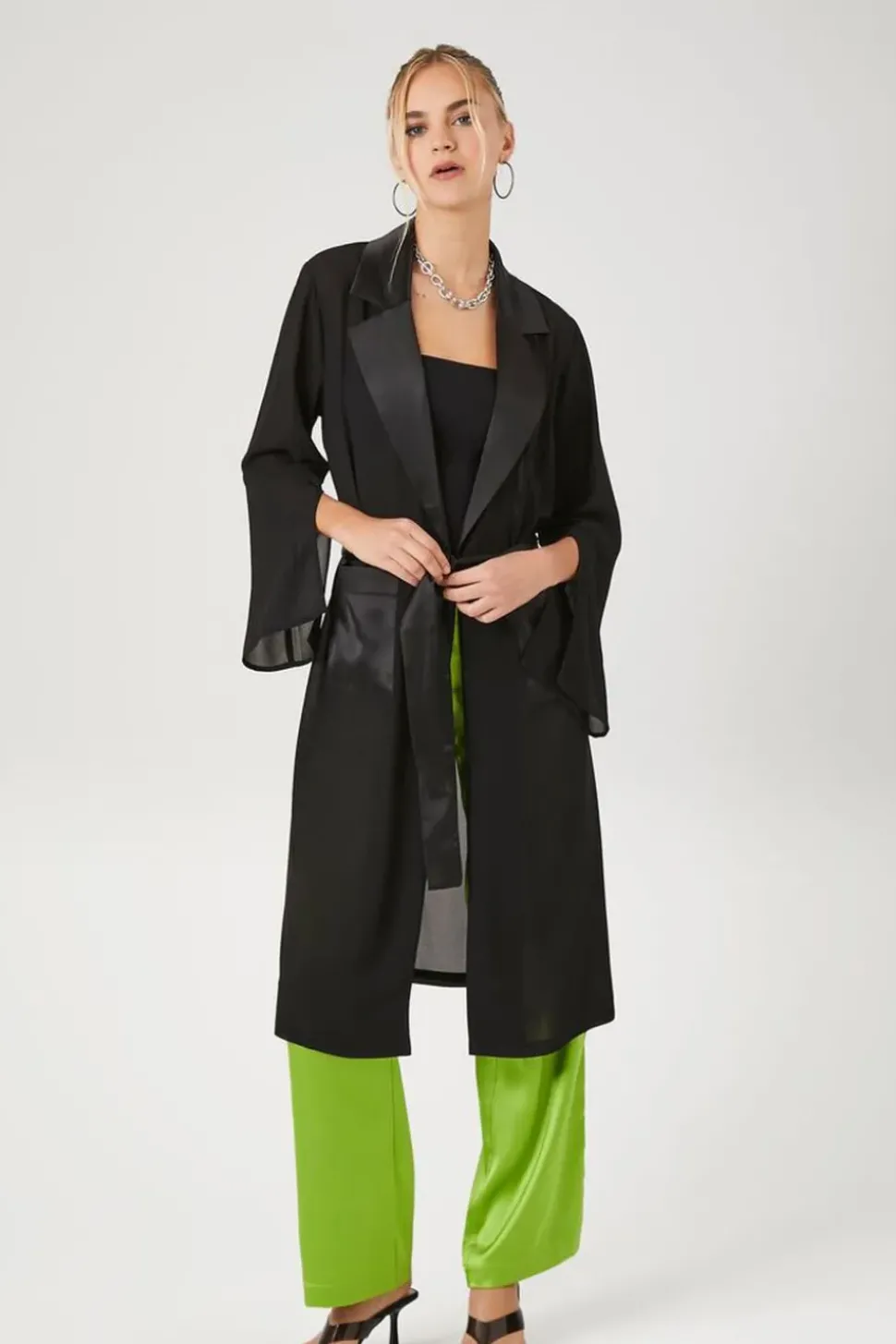 Chiffon Tie-Front Kimono