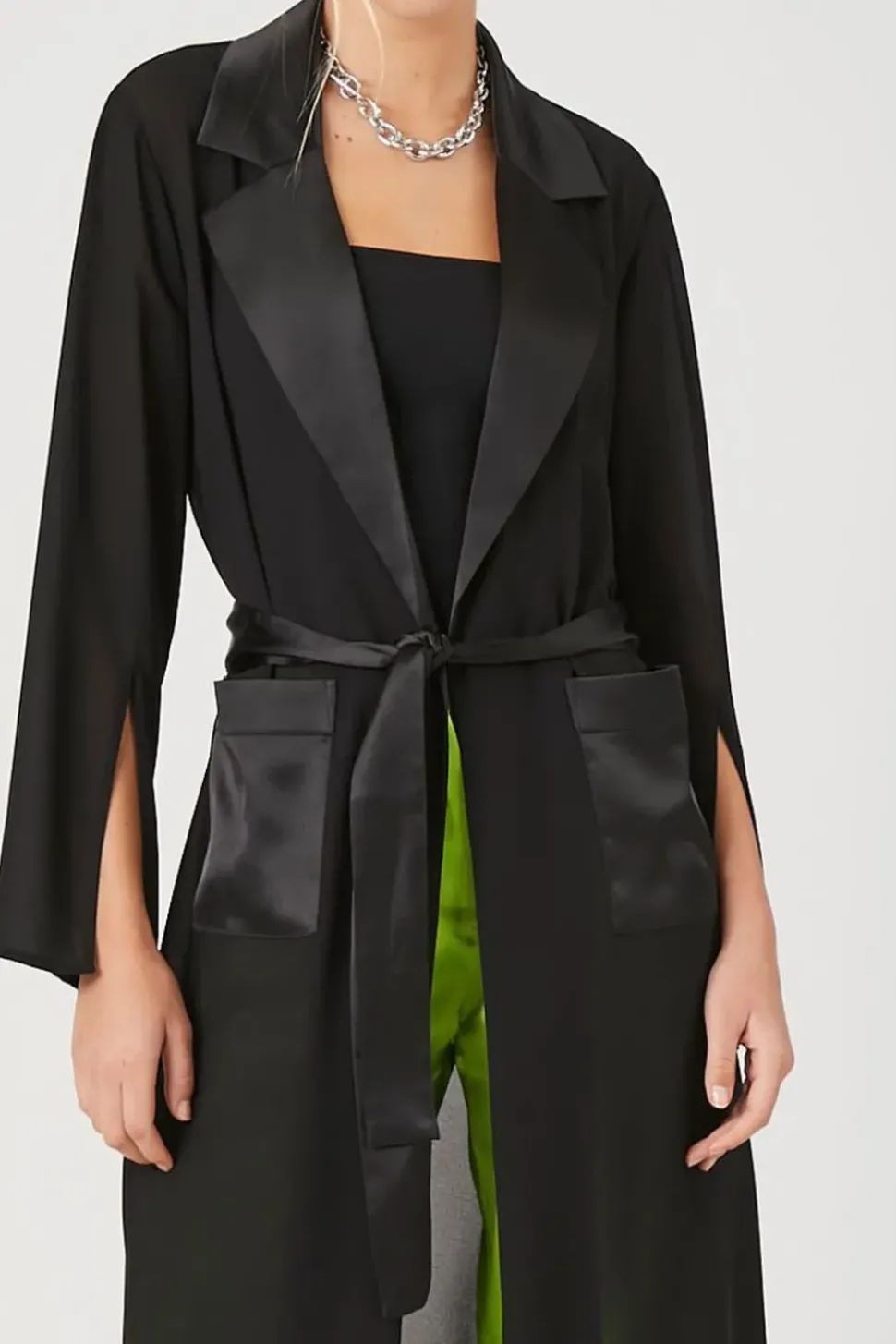 Chiffon Tie-Front Kimono
