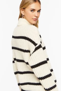 Chunky Striped Turtleneck Sweater
