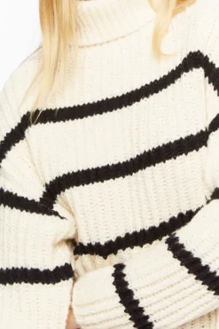Chunky Striped Turtleneck Sweater
