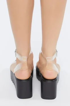 Clear Ankle-Strap Platform Wedges