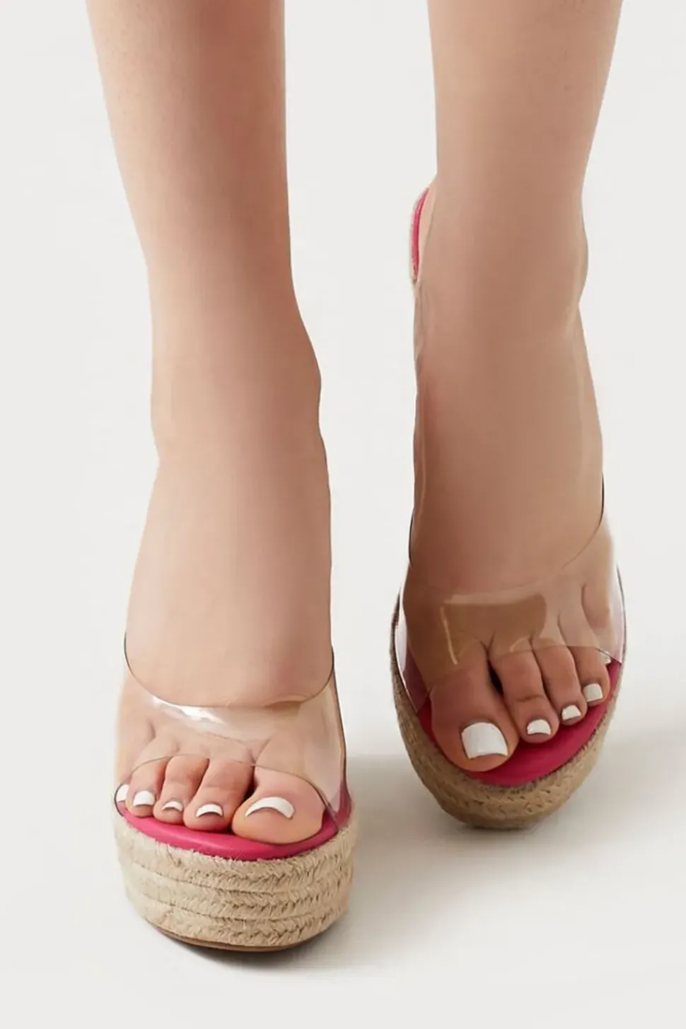 Clear-Vamp Espadrille Wedges