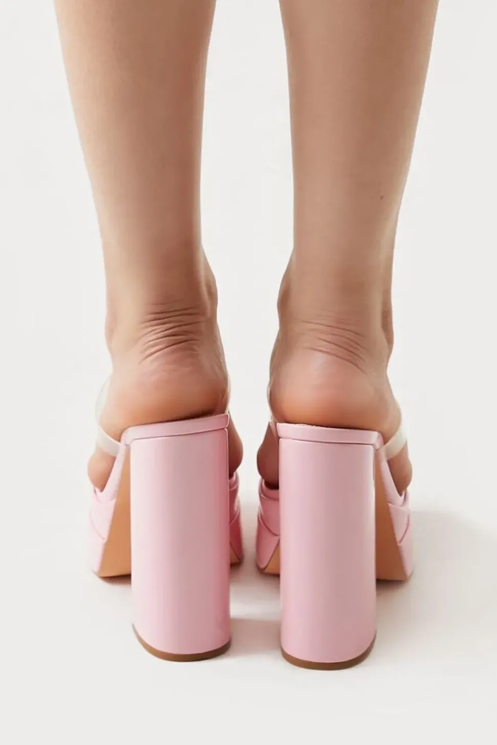 Clear-Vamp Stacked Platform Heels
