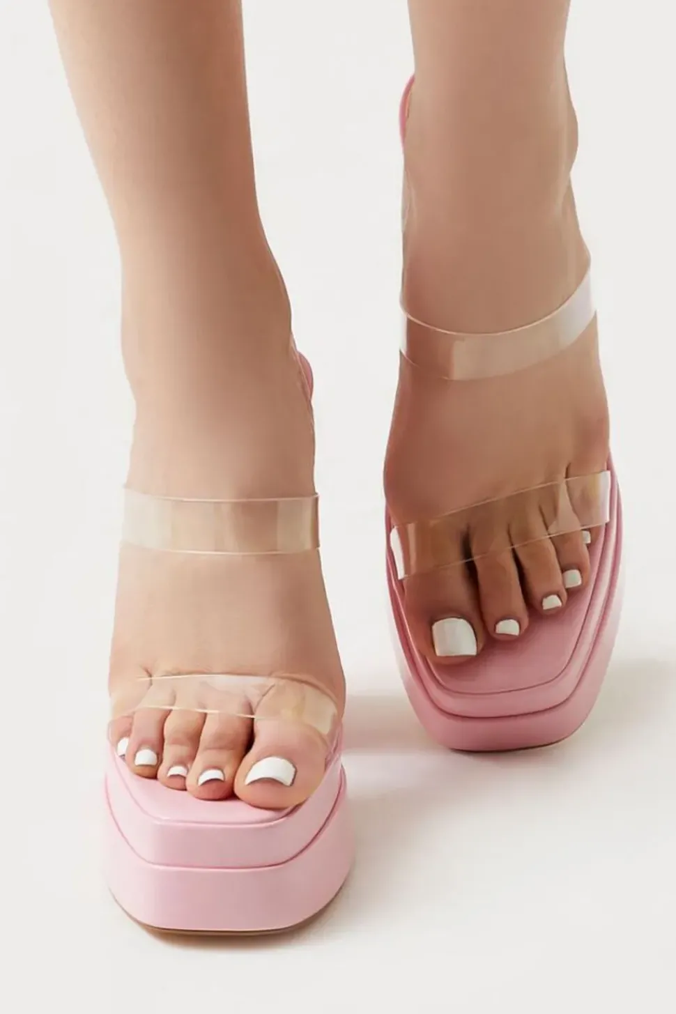 Clear-Vamp Stacked Platform Heels