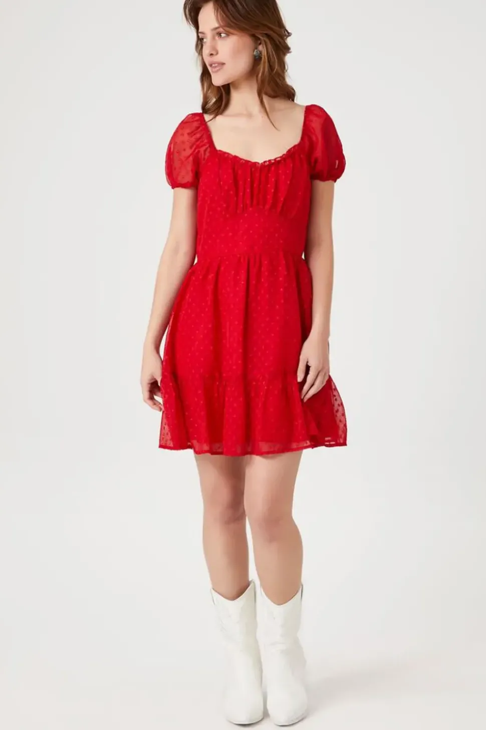 Clip-Dot Fit & Flare Dress