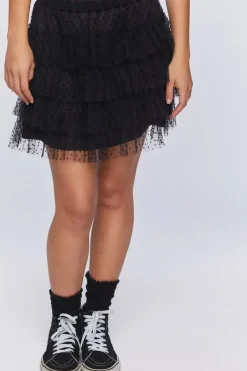 Clip Dot Tiered Mini Skirt