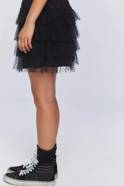 Clip Dot Tiered Mini Skirt