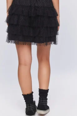 Clip Dot Tiered Mini Skirt